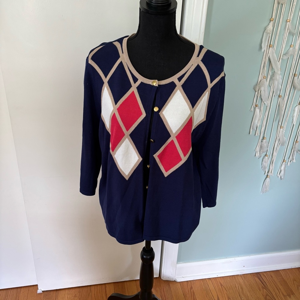 Women's Navy N Touch Sweater button down